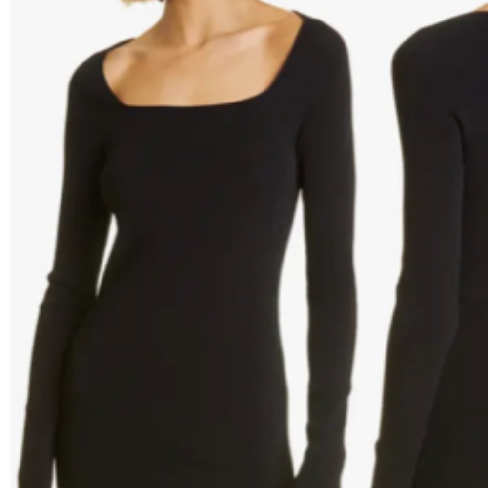 The Row Black Dress with Square Neck Bodycon